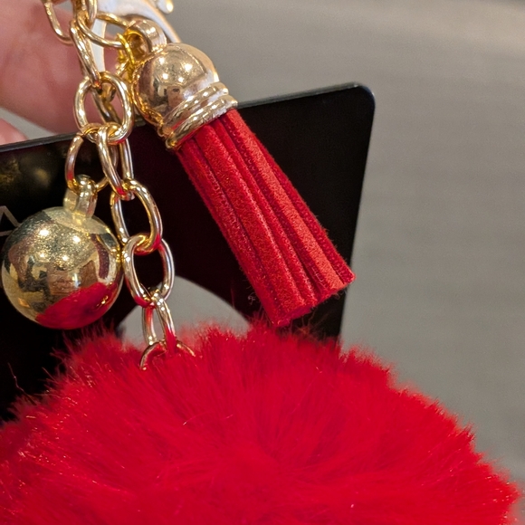 Elegant Red Tassel and Pom Pom Keychain - Picture 3 of 15